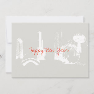Festiva Tarjeta de felicitación de Chicago Happy New Year