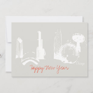 Festiva Tarjeta de felicitación de Chicago Happy New Year