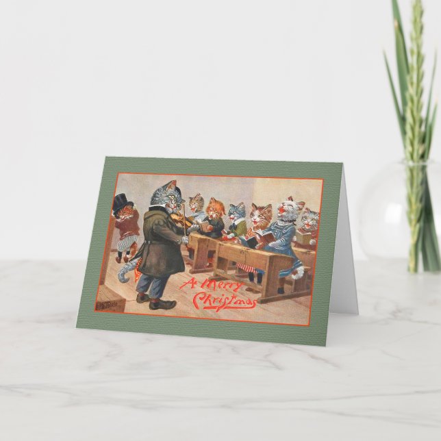 Festiva Tarjeta de felicitación de Christma de los gatos (Anverso)