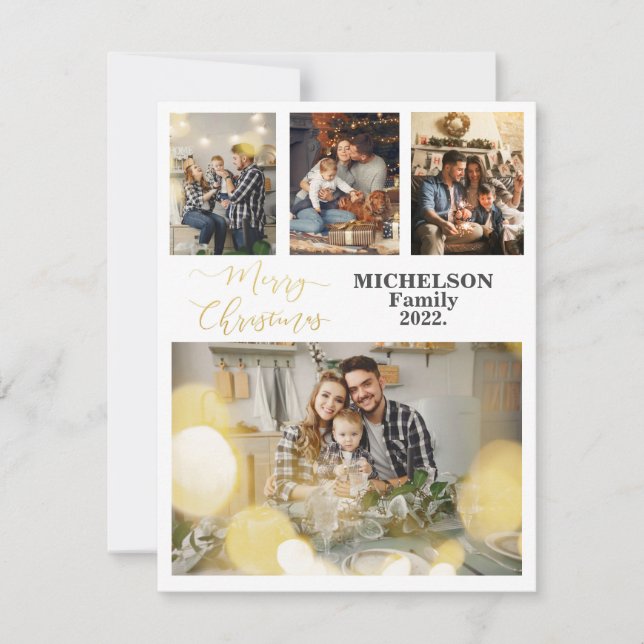 Festiva Tarjeta de felicitación de Collage de fotos para N (Anverso)