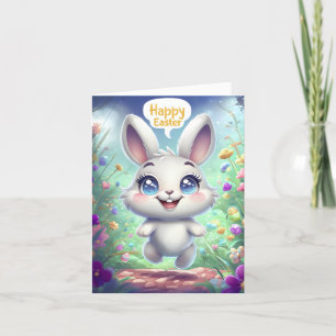 Festiva Tarjeta de Felicitación de Conejito Adorable
