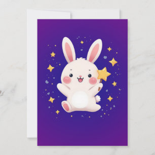 Festiva Tarjeta de Felicitación de Conejo Lindo con Estrel