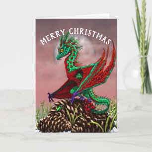 Festiva Tarjeta de felicitación de Cranberry Dragon de Fel