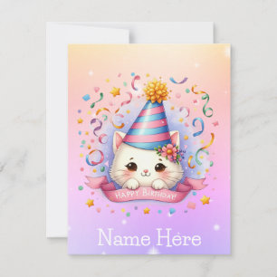 Festiva Tarjeta de felicitación de cumpleaños de un gato P