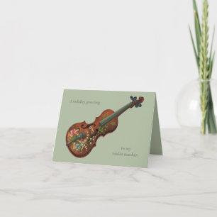 Festiva tarjeta de felicitación de cumpleaños de violín vi