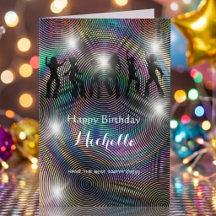 Tarjeta de felicitación de cumpleaños disco psicod