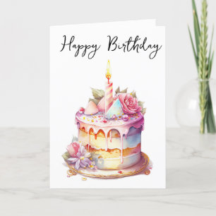 Festiva Tarjeta de felicitación de cumpleaños para pastele