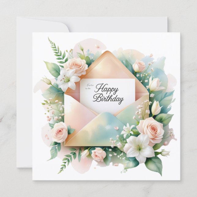 Festiva Tarjeta de felicitación de cumpleaños romántico (Anverso)