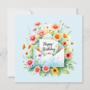 Festiva Tarjeta de felicitación de cumpleaños y flores her