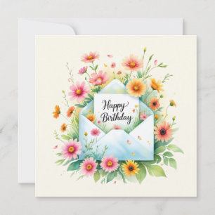 Festiva Tarjeta de felicitación de cumpleaños y flores her