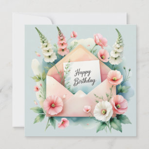 Festiva Tarjeta de felicitación de cumpleaños y flores her