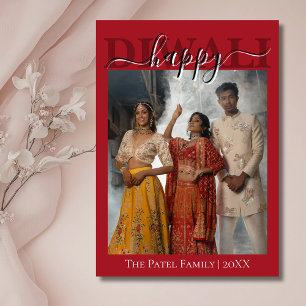 Festiva Tarjeta de felicitación de Diwali con fotografía e
