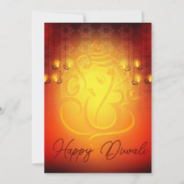 Festiva tarjeta de felicitación de diwali con ganesha om