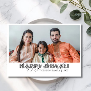 Festiva Tarjeta de felicitación de Diwali feliz con foto m