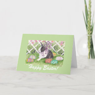 Festiva Tarjeta de felicitación de Easter Rabbit y Eggs