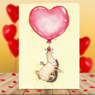 Festiva Tarjeta de felicitación de erizo con globo por Nic