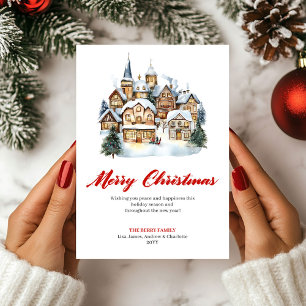 Festiva Tarjeta de Felicitación de Escena Clásica de Navid