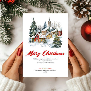 Festiva Tarjeta de felicitación de escena invernal acogedo
