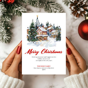 Festiva Tarjeta de felicitación de escena invernal minimal