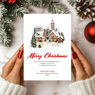 Festiva Tarjeta de felicitación de escena navideña acogedo