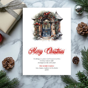 Festiva Tarjeta de Felicitación de Escena Navideña Acogedo