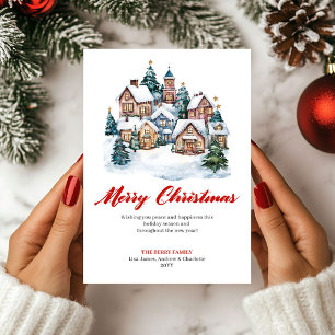 Festiva Tarjeta de Felicitación de Escena Navideña con Acu