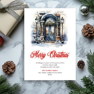 Festiva Tarjeta de felicitación de escena navideña encanta