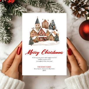 Festiva Tarjeta de Felicitación de Escena Navideña Minimal