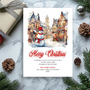Festiva Tarjeta de felicitación de escena navideña tradici