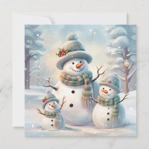 Festiva Tarjeta de felicitación de familia de muñeco de ni