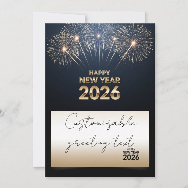 Festiva tarjeta de felicitación de feliz Año Nuevo 2026 -  (Anverso)