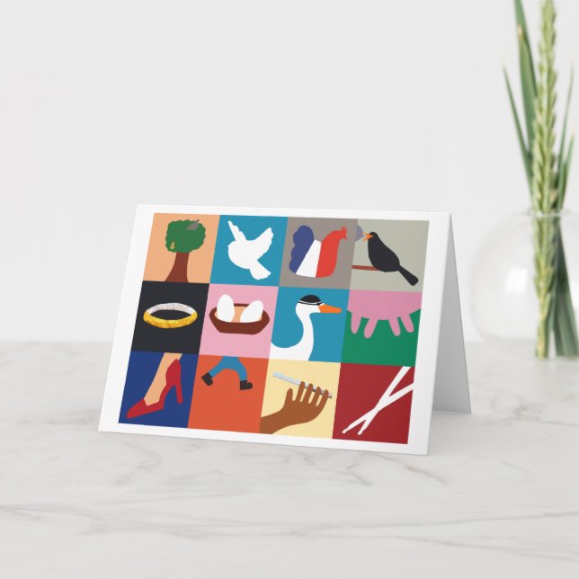 Festiva Tarjeta de felicitación de feriado de 12 días de N (Anverso)