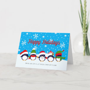 Festiva Tarjeta de felicitación de feriado de Snow Penguin