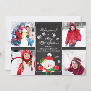 Festiva Tarjeta de felicitación de foto de muñeco de nieve