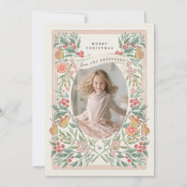 Festiva tarjeta de felicitación de frutas de corona de fie