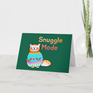 Festiva Tarjeta de Felicitación de Gato Jengibre en Modo d