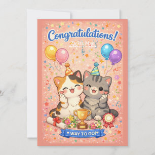 Festiva Tarjeta de Felicitación de Gato Kawaii Lindo para