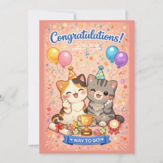 Festiva Tarjeta de Felicitación de Gato Kawaii Lindo para