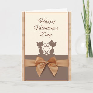 Festiva Tarjeta de felicitación de gatos de San Valentín