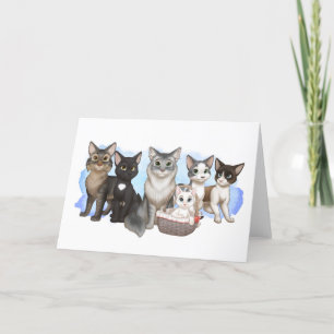 Festiva Tarjeta de felicitación de gatos y tripulantes de 