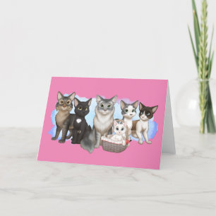 Festiva Tarjeta de felicitación de gatos y tripulantes de 