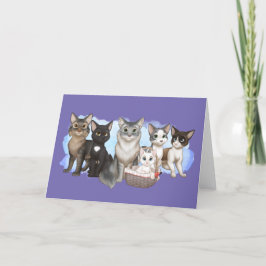 Festiva Tarjeta de felicitación de gatos y tripulantes de 