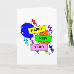 Festiva Tarjeta de felicitación de globos de Feliz Año Nue