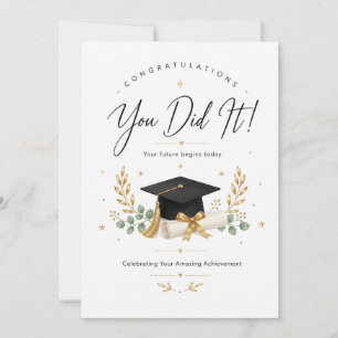 Festiva Tarjeta de Felicitación de Graduación Elegante