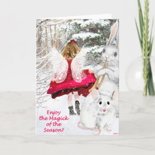 Festiva Tarjeta de felicitación de hadas de Yule