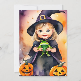Festiva Tarjeta de Felicitación de Halloween Bruja Pequeña