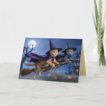 Tarjeta de Felicitación de Halloween de Brujas Ati
