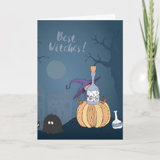 Festiva Tarjeta de Felicitación de Halloween de Brujita Li