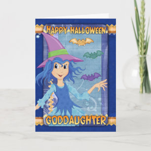 Festiva tarjeta de felicitación de Halloween de la ahijada