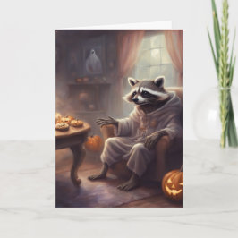 Festiva Tarjeta de felicitación de Halloween de mapache fa
